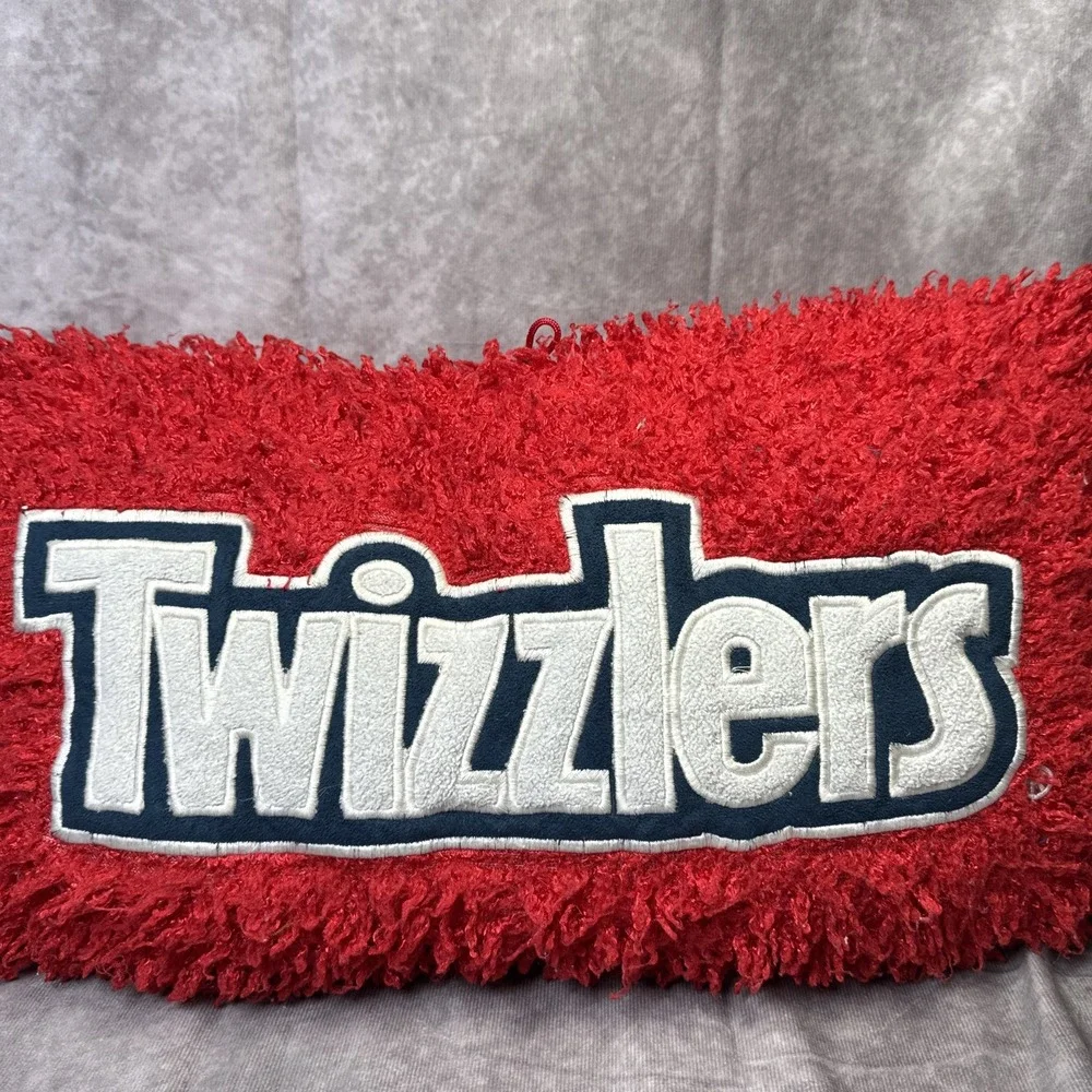 Twizzlers red shag Plush‎ pillow 18x10